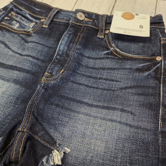 KanCan Midnight Blue Frayed Jean Shorts - Picture 2 of 10